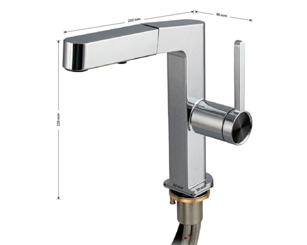 Смеситель кухонный MAGNUS 8235 Г-образный выдвижной, хром