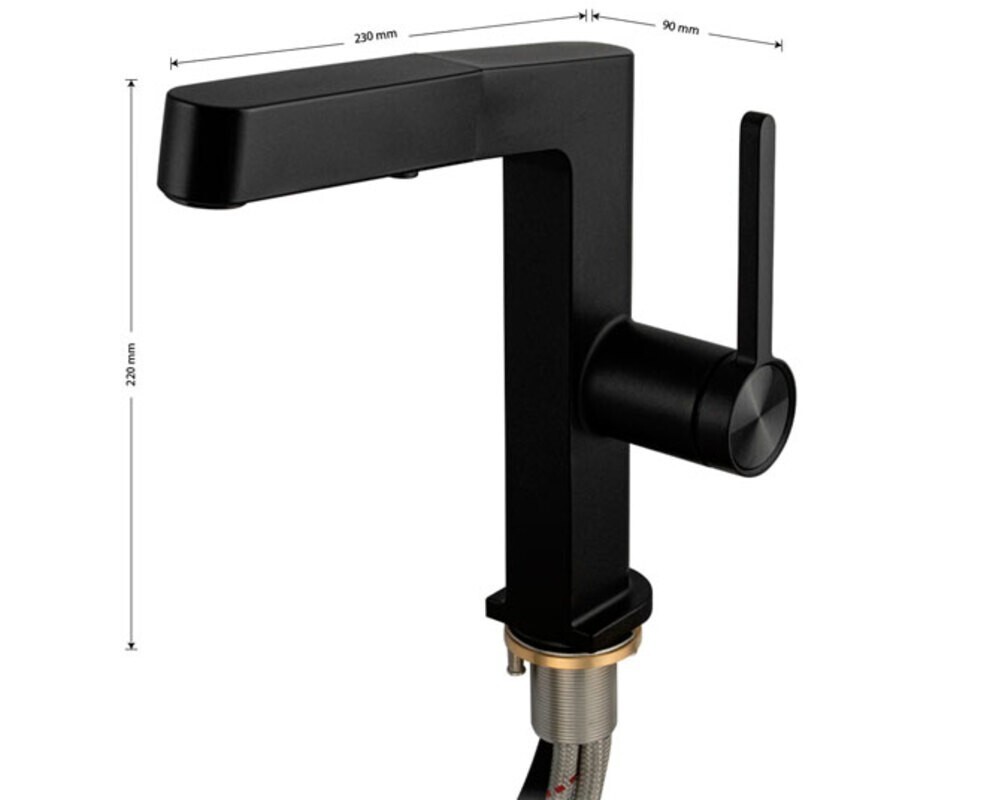 Смеситель кухонный MAGNUS 8234 Г-образный выдвижной, чёрный