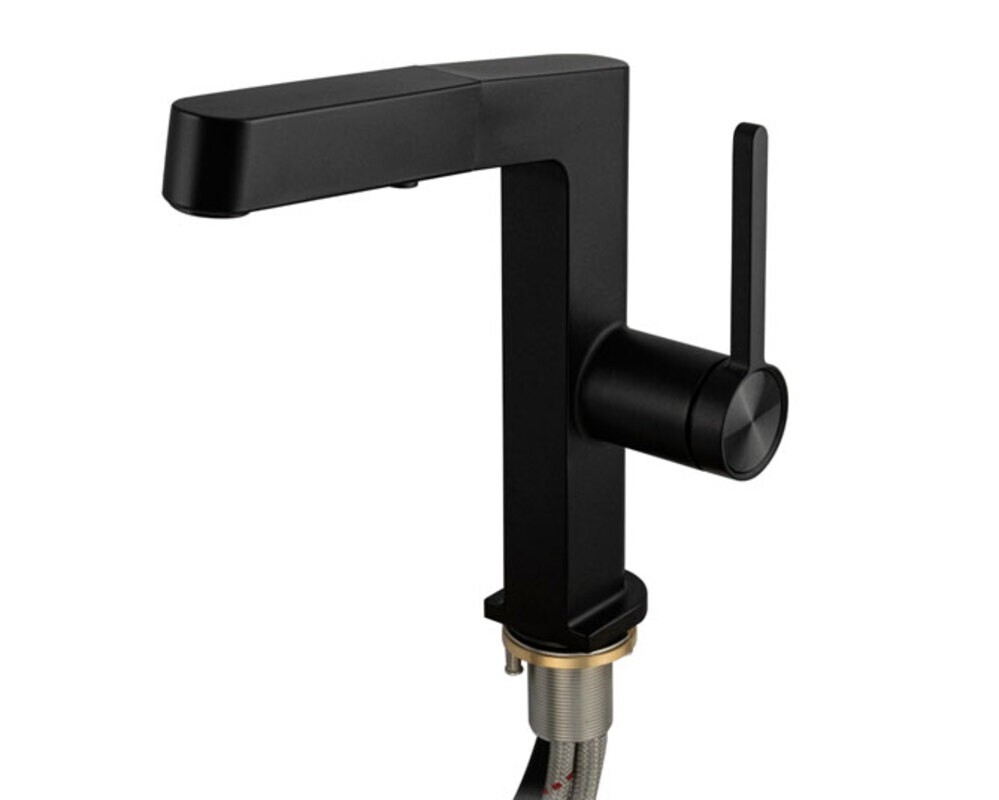 Смеситель кухонный MAGNUS 8234 Г-образный выдвижной, чёрный