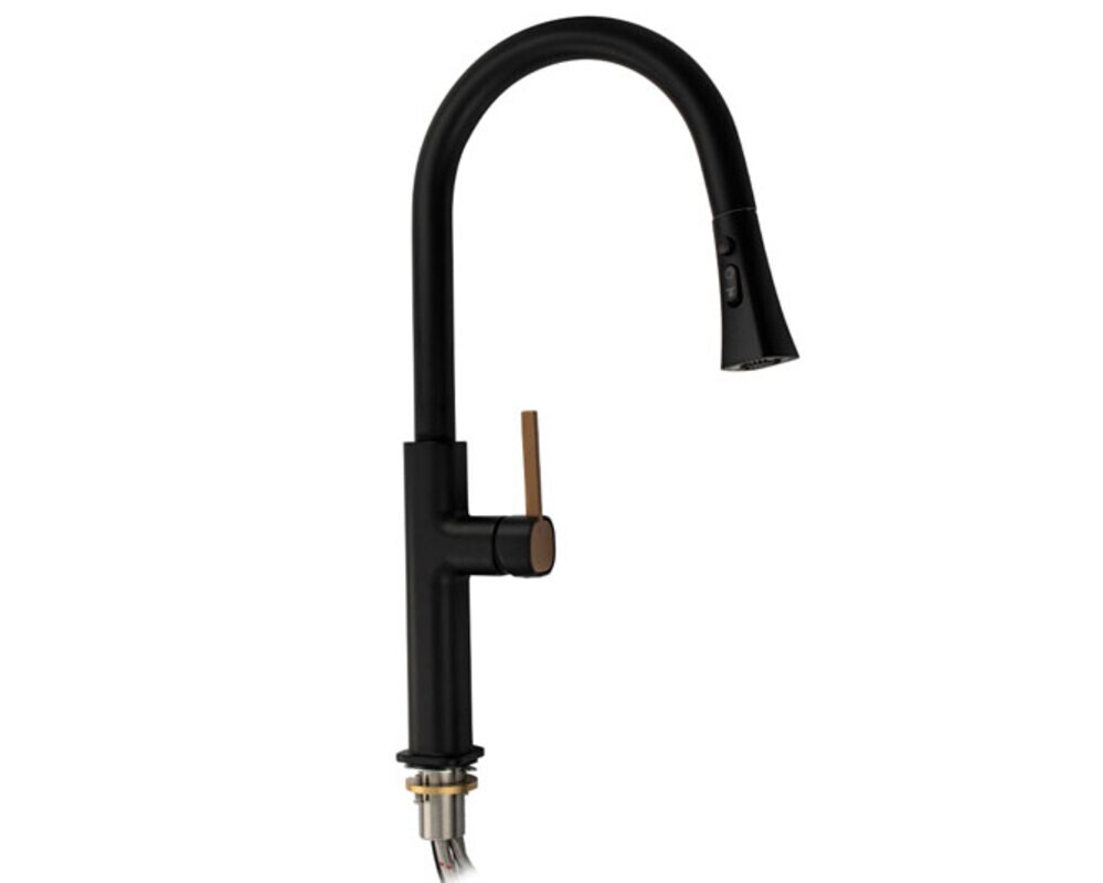Смеситель кухонный MAGNUS 8239 Г-образный выдвижной, чёрный