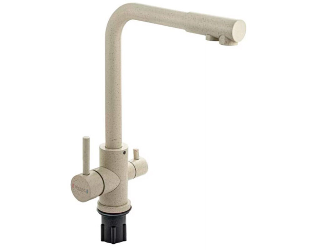 Смеситель кухонный MAGNUS 91123 Г-образный, с подкл. фильтра, БЕЖЕВЫЙ, из нерж. стали 304