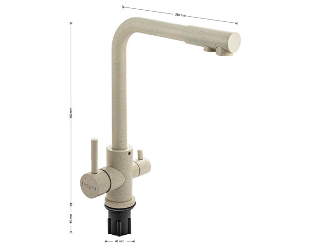 Смеситель кухонный MAGNUS 91123 Г-образный, с подкл. фильтра, БЕЖЕВЫЙ, из нерж. стали 304