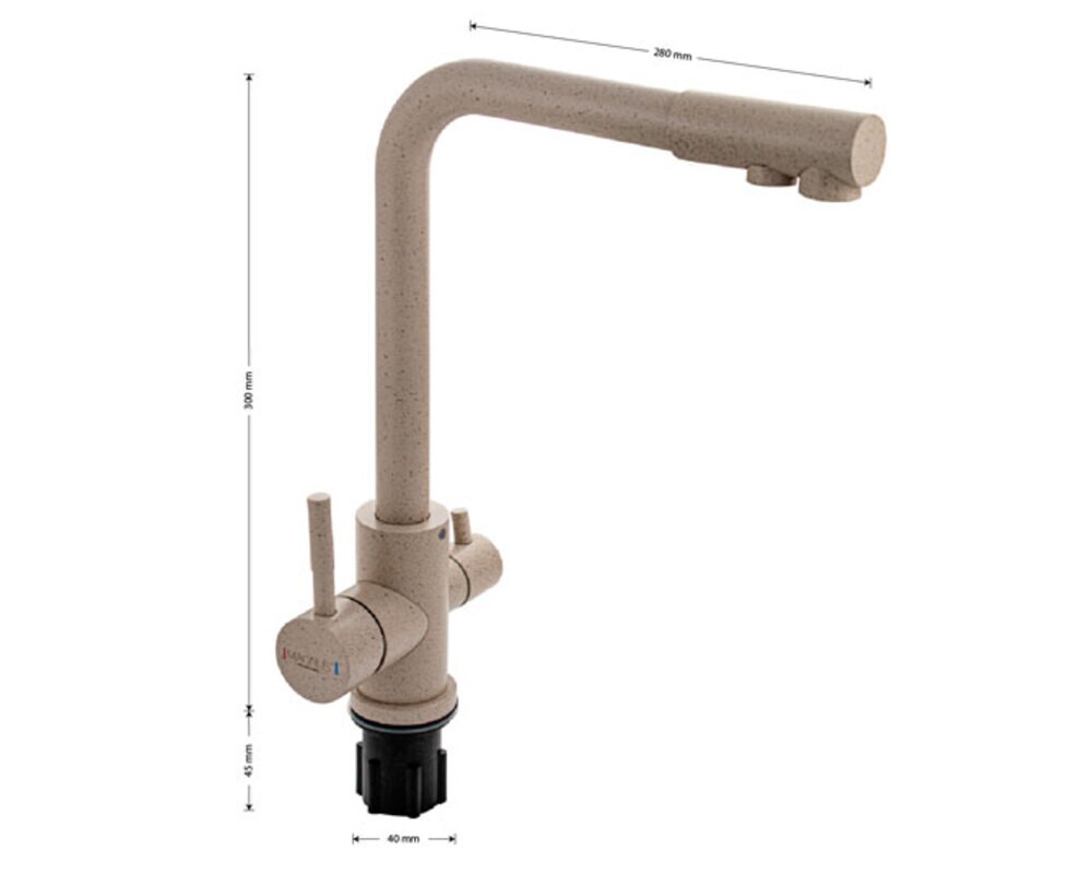 Смеситель кухонный MAGNUS 91124 Г-образный, с подкл. фильтра, КОРИЧНЕВЫЙ, из нерж. стали 304