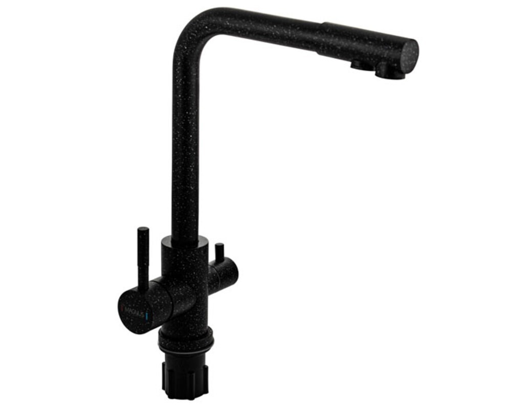 Смеситель кухонный MAGNUS 91125 Г-образный, с подкл. фильтра, ЧЁРНЫЙ, из нерж. стали 304
