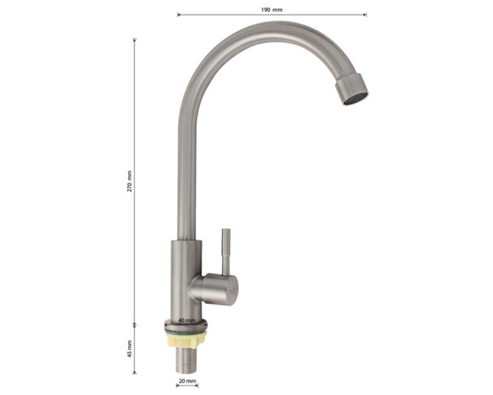 Кран MAGNUS 9208 на одну воду, нерж. сталь 304.