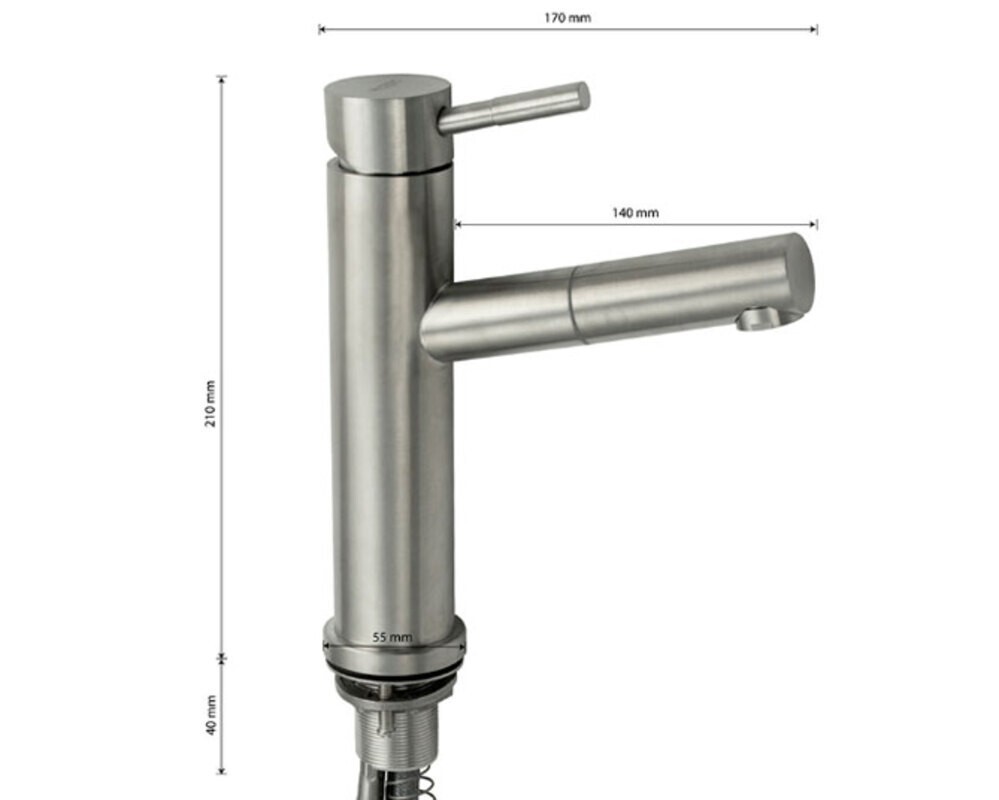 Смеситель MAGNUS 9125 выдвижной излив, из нерж. стали 304