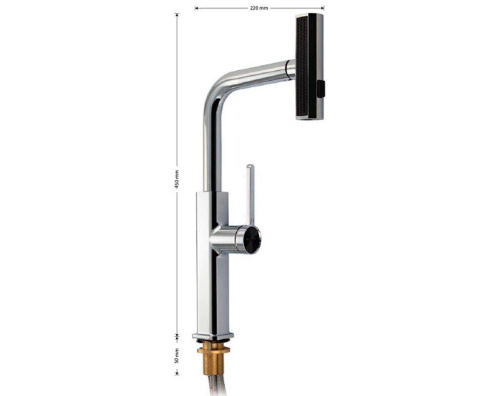 Смеситель кухонный MAGNUS 8261 Г-образный выдвижной, хром