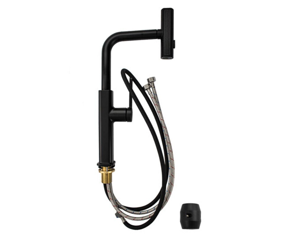 Смеситель кухонный MAGNUS 8262 Г-образный выдвижной, чёрный