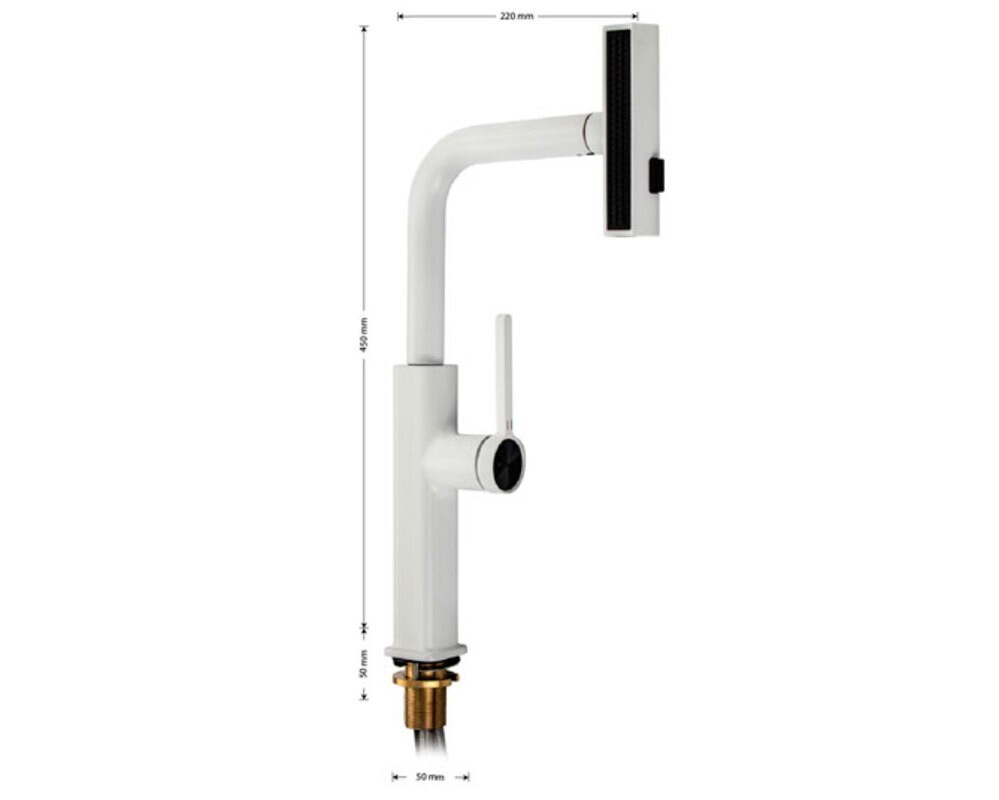 Смеситель кухонный MAGNUS 8263 Г-образный выдвижной, белый