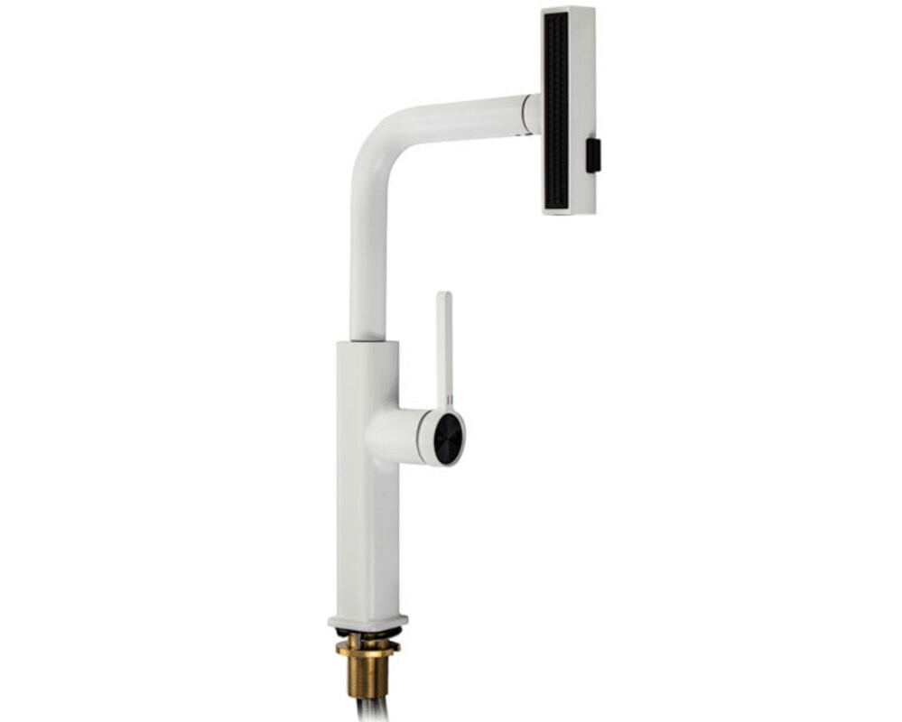 Смеситель кухонный MAGNUS 8263 Г-образный выдвижной, белый
