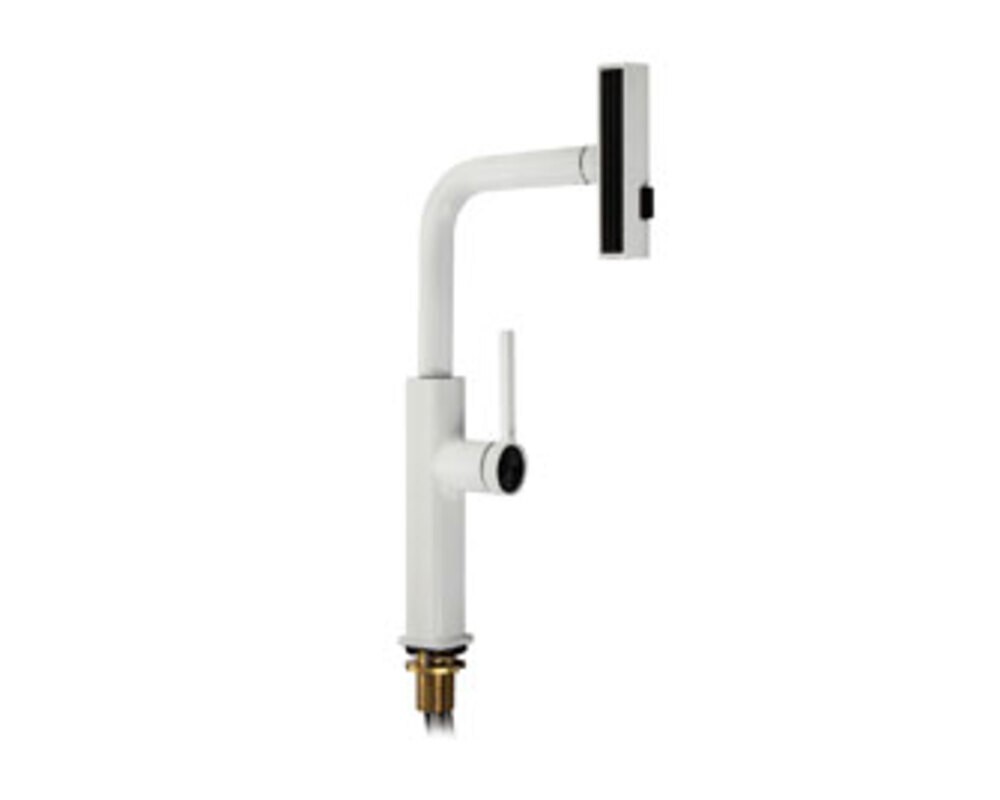 Смеситель кухонный MAGNUS 8263 Г-образный выдвижной, белый