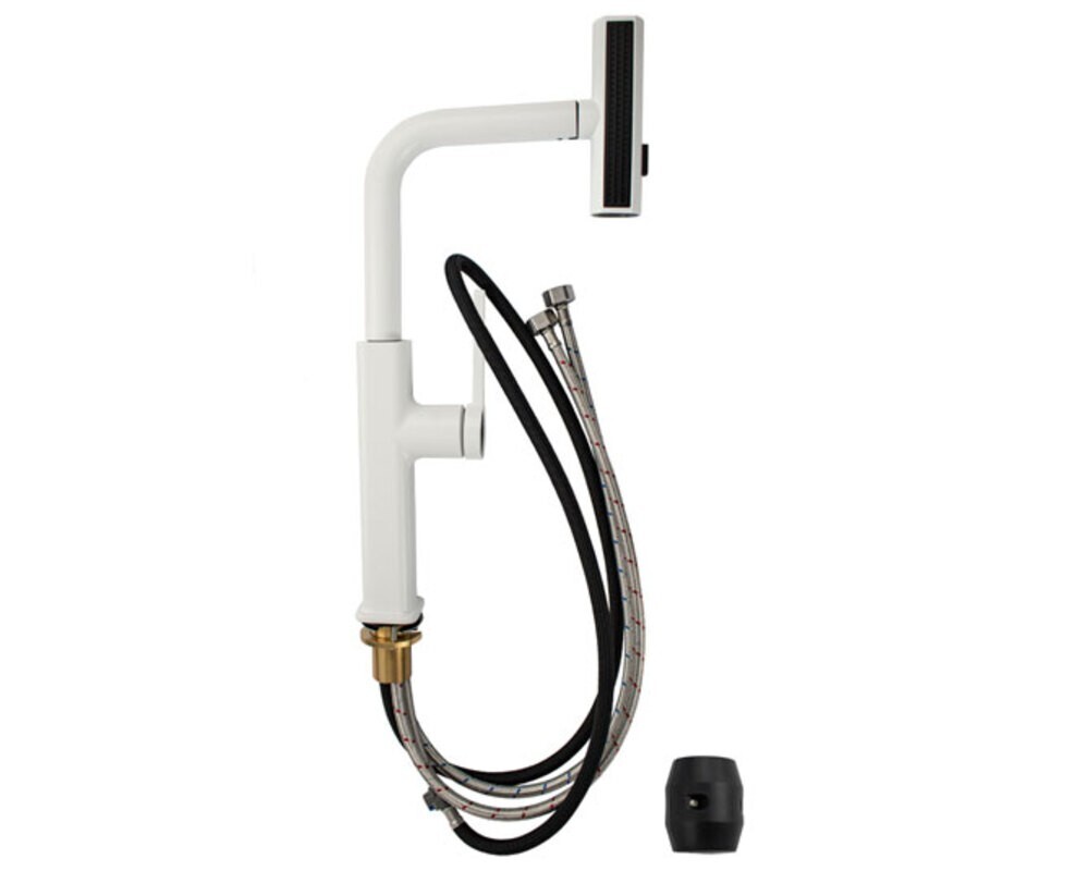 Смеситель кухонный MAGNUS 8263 Г-образный выдвижной, белый