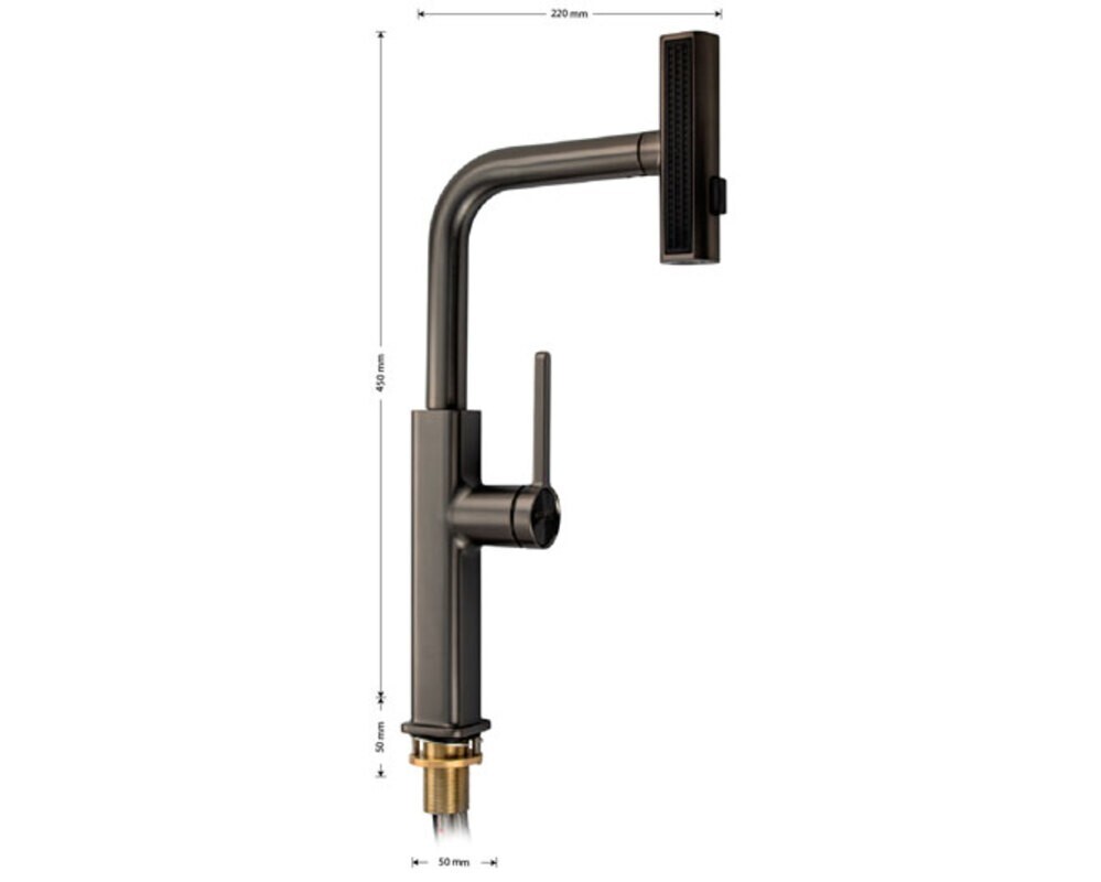 Смеситель кухонный MAGNUS 8264 Г-образный выдвижной, графит