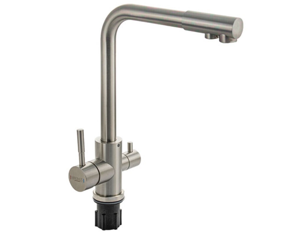 Смеситель 91122 Г-образный, МАТОВЫЙ, с подкл. фильтра, из нерж. стали 304