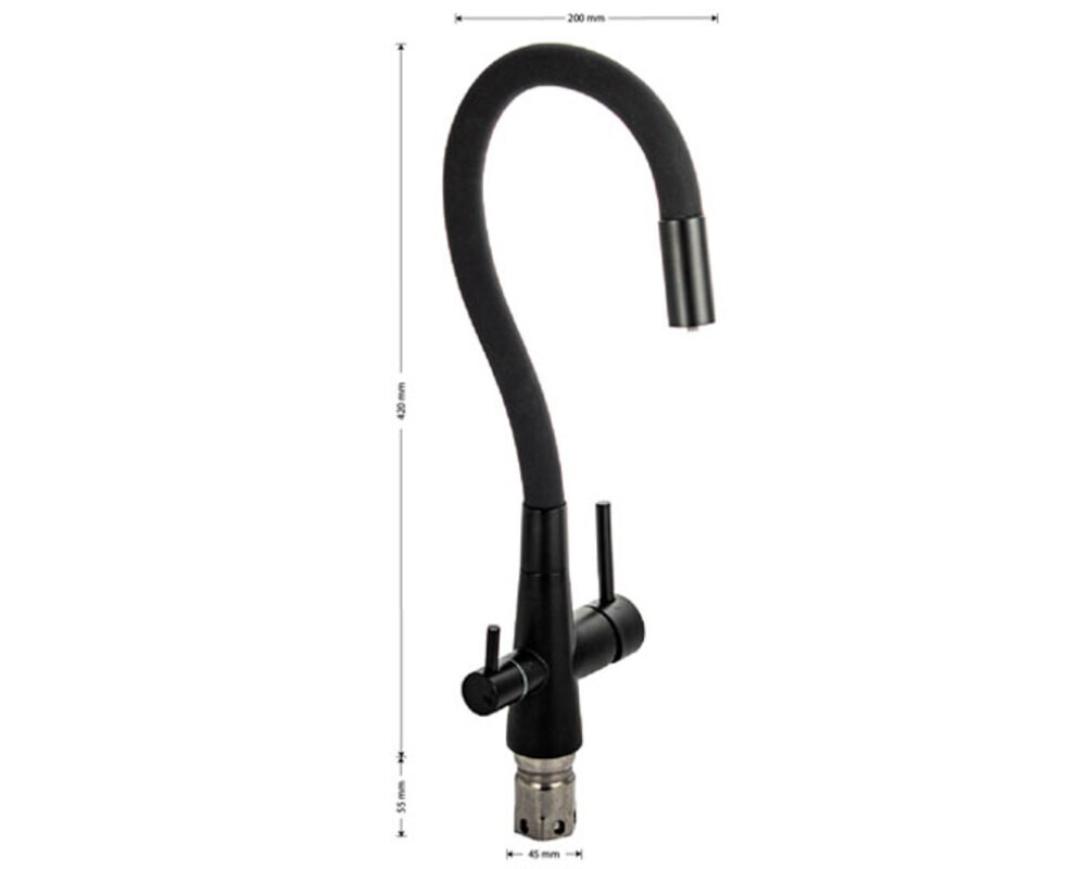 Смеситель MAGNUS 91126 С-образный излив, чёрный