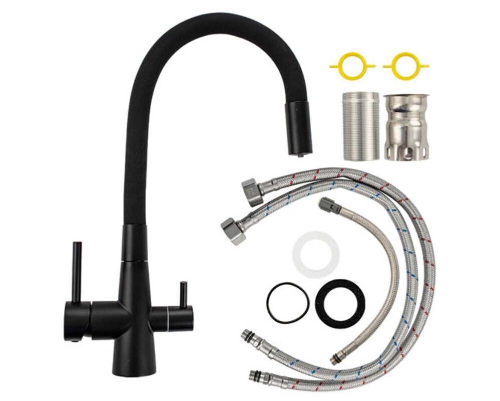 Смеситель MAGNUS 91126 С-образный излив, чёрный