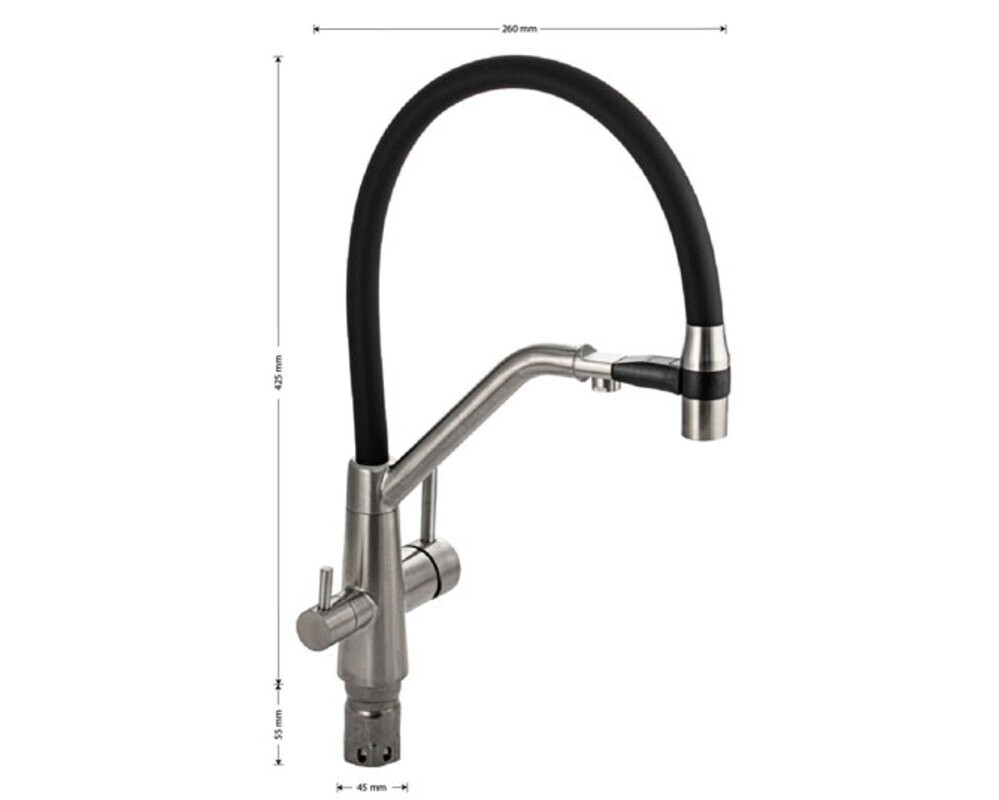 Смеситель MAGNUS 91127 С-образный излив с магнт. фикс., нерж.