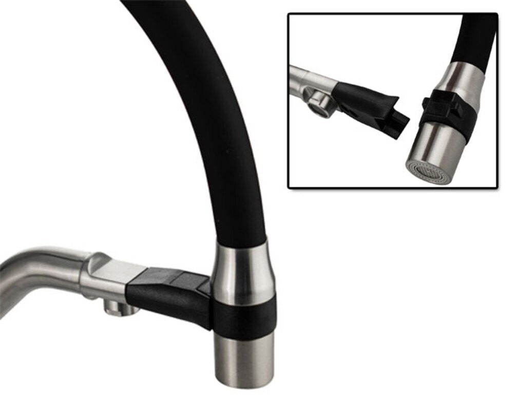 Смеситель MAGNUS 91127 С-образный излив с магнт. фикс., нерж.