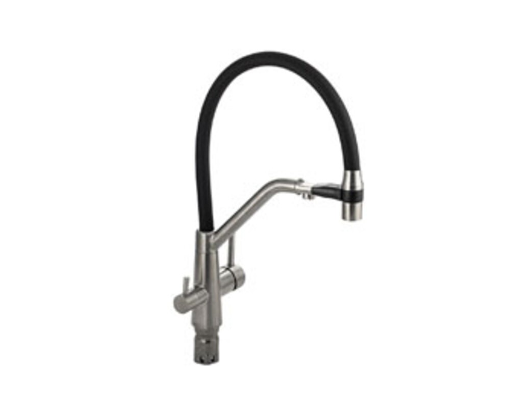 Смеситель MAGNUS 91127 С-образный излив с магнт. фикс., нерж.