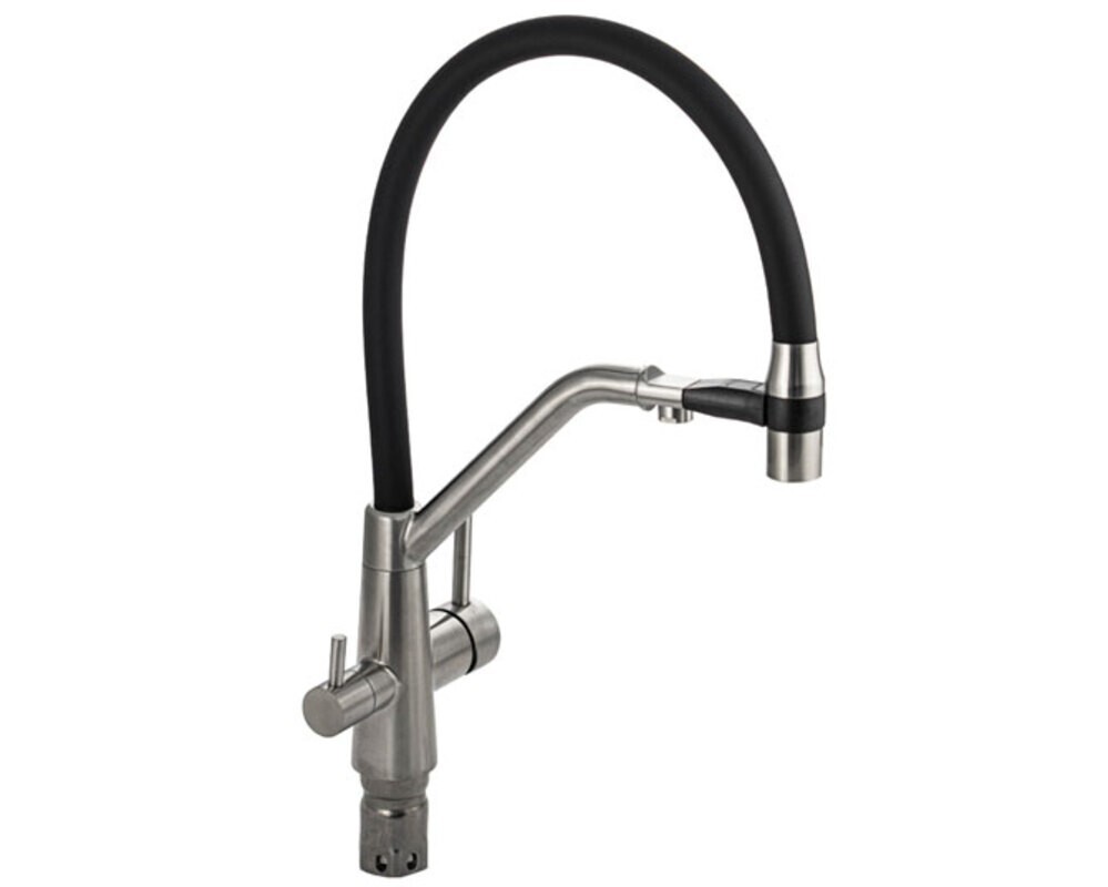 Смеситель MAGNUS 91127 С-образный излив с магнт. фикс., нерж.