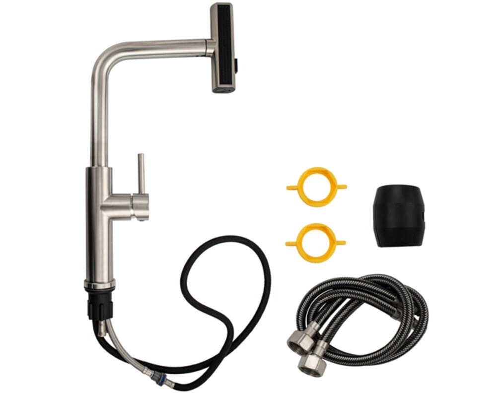 Смеситель кухонный MAGNUS 9131 Г-образный выдвижной, Сатин