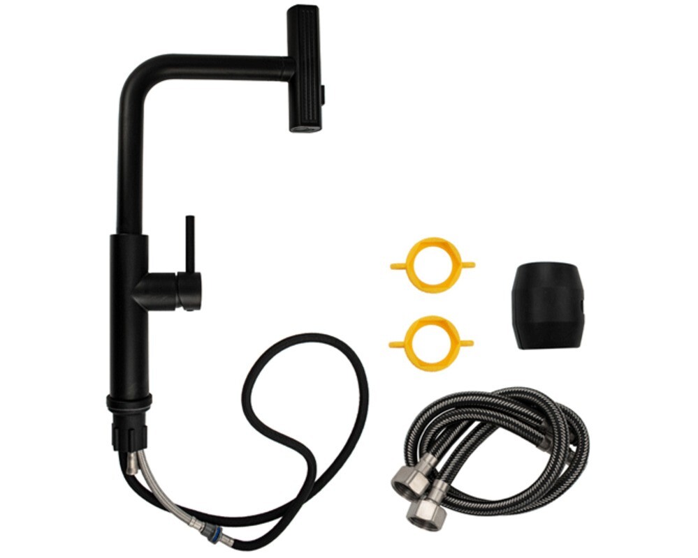 Смеситель кухонный MAGNUS 9132 Г-образный выдвижной, Черный