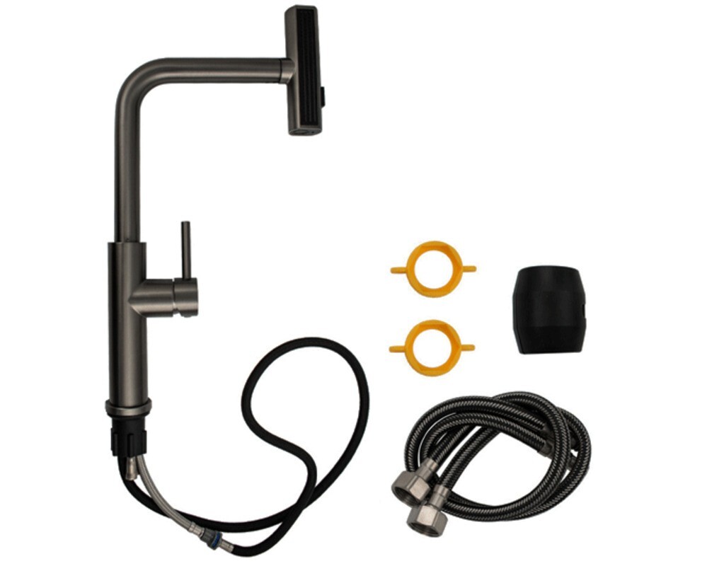 Смеситель кухонный MAGNUS 9133 Г-образный выдвижной, Графит