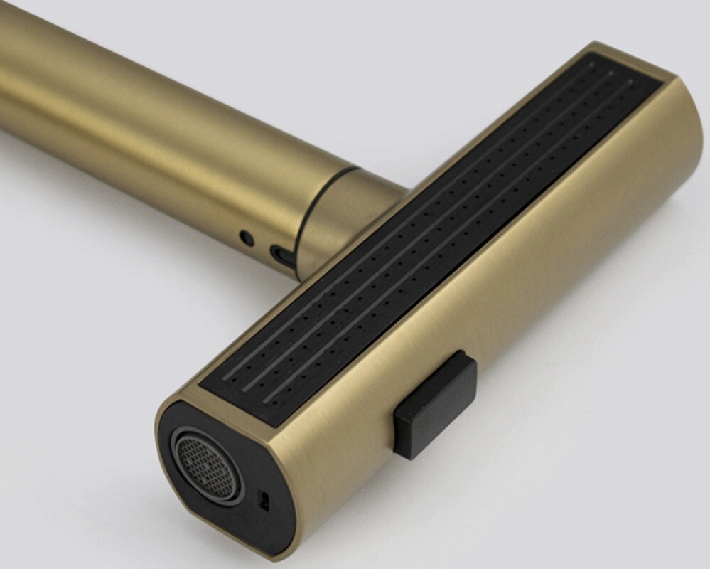 Смеситель кухонный MAGNUS 9134 Г-образный выдвижной, Матовое Золото