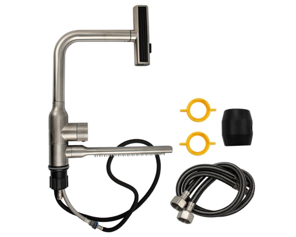 Смеситель кухонный MAGNUS 9135 Г-образный выдвижной с каскадной лейкой, Сатин