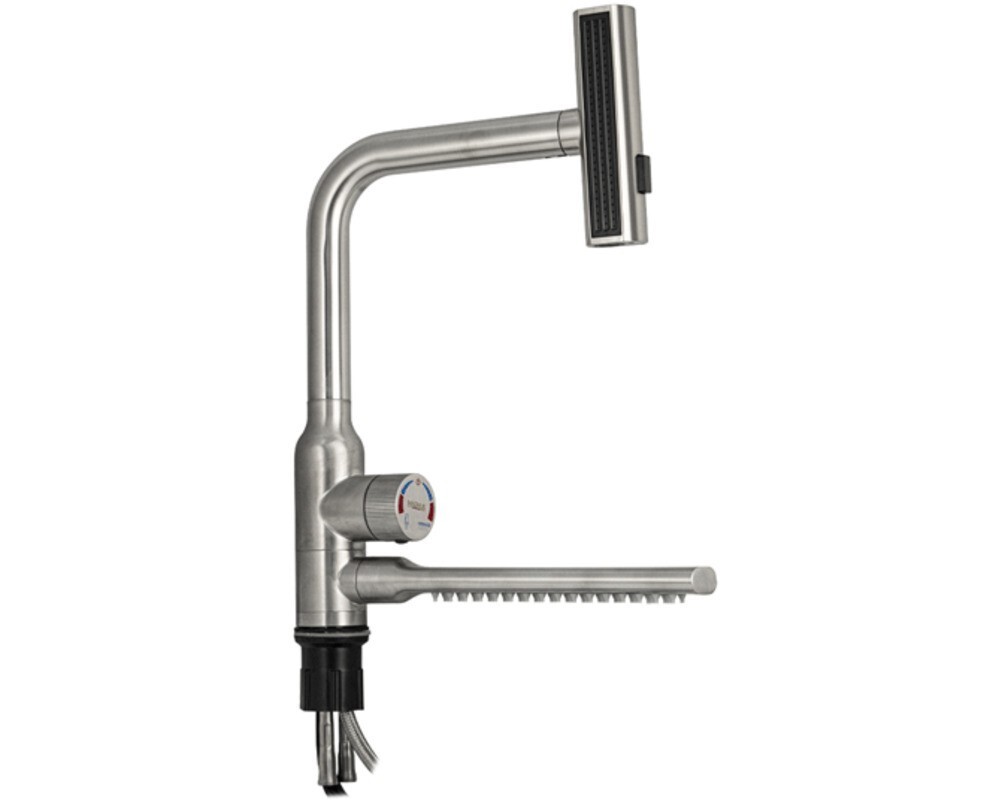 Смеситель кухонный MAGNUS 9135 Г-образный выдвижной с каскадной лейкой, Сатин