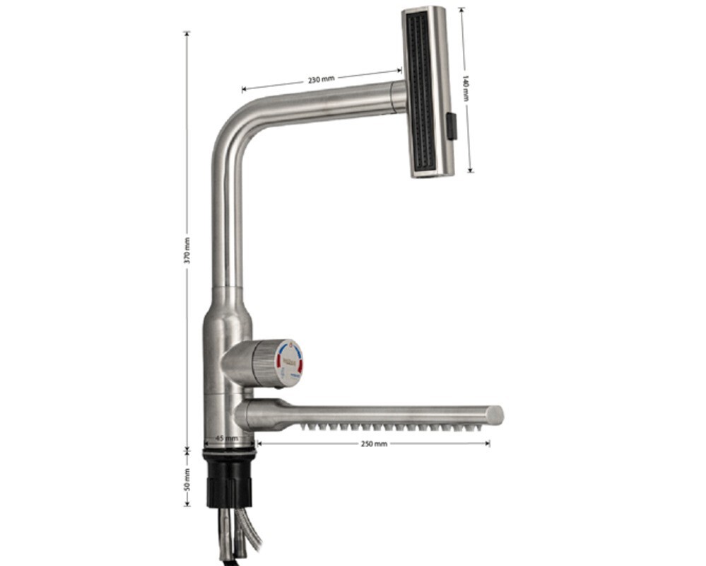 Смеситель кухонный MAGNUS 9135 Г-образный выдвижной с каскадной лейкой, Сатин