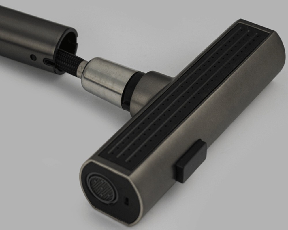 Смеситель кухонный MAGNUS 9136 Г-образный выдвижной с каскадной лейкой, Графит