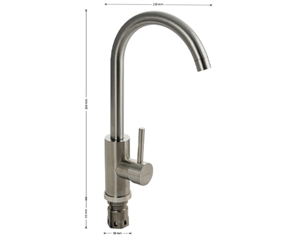 Смеситель Санакс 13061 С-образный излив, сатин