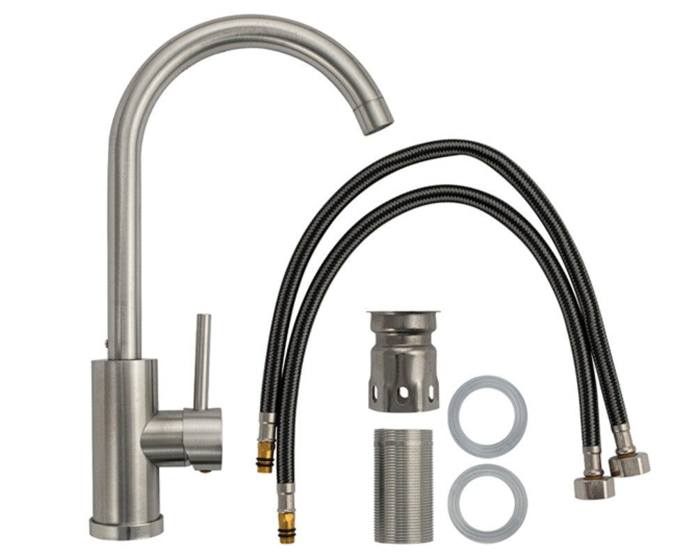 Смеситель Санакс 13061 С-образный излив, сатин