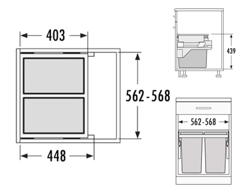 Система выдвижная Hailo Euro-Cargo-S 60 см, 2х30л