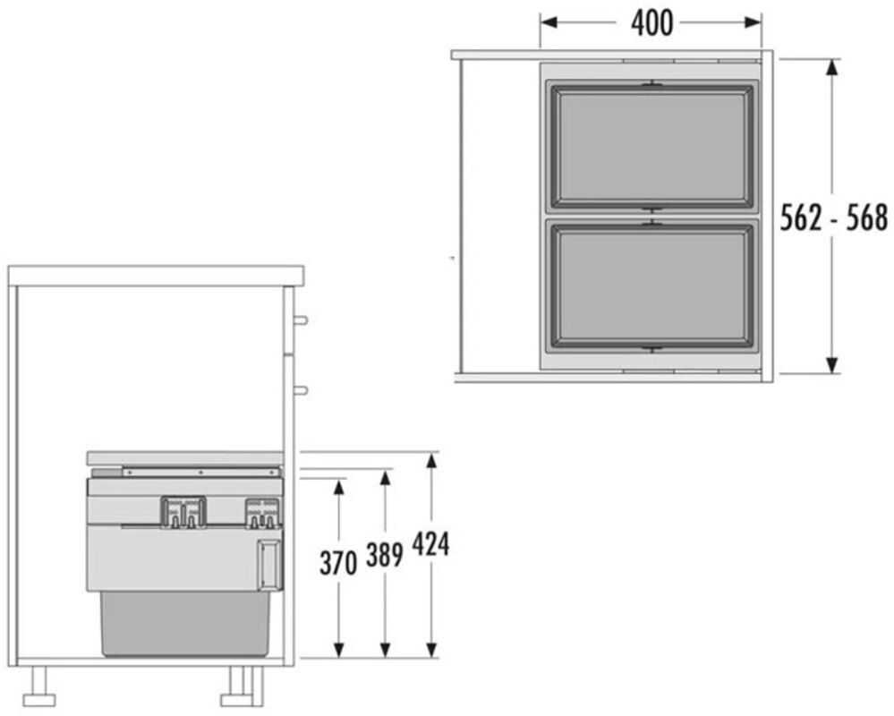 Система выдвижная Hailo Cargo Synchro 60 см, 2x28л