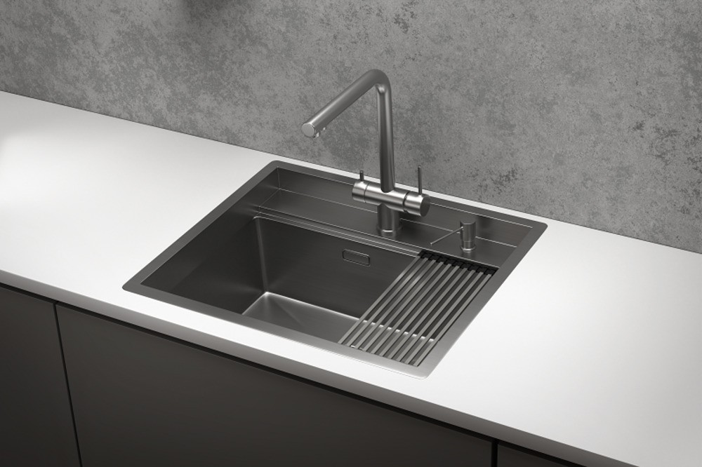 KS-6051, СТАЛЬ САТИН, стальная кухонная мойка KITCHEN SPACE