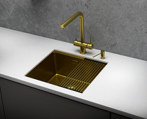 KS-5045U, ЗОЛОТО САТИН, стальная кухонная мойка KITCHEN SPACE