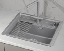 KS-6003i, АЛЮМИНИУМ, кухонная мойка, кварц