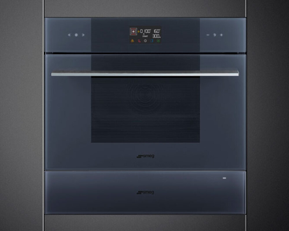 SMEG SO4102M1G Компактный многофункциональный духовой шкаф, комбинированный с микроволновой печью, ширина 60 см, высота 45 см, 11 функций, стекло Neptune Grey