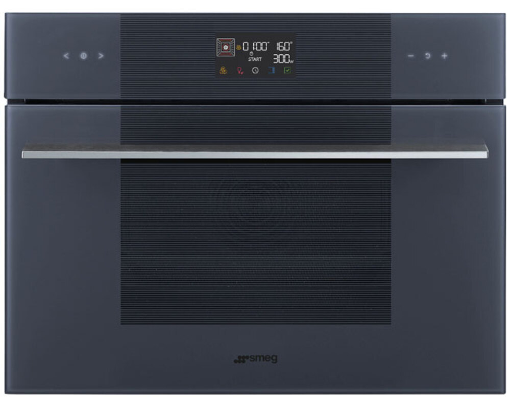 SMEG SO4102M1G Компактный многофункциональный духовой шкаф, комбинированный с микроволновой печью, ширина 60 см, высота 45 см, 11 функций, стекло Neptune Grey
