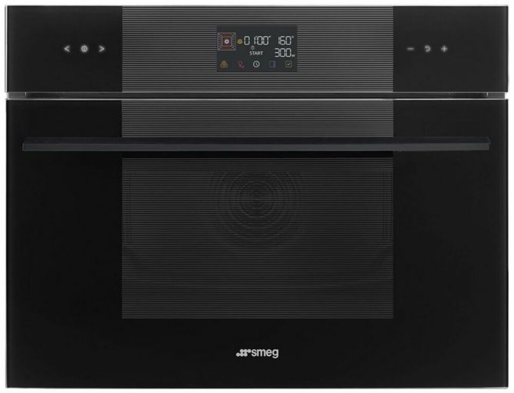 SMEG SO4102M1B3 Компактный многофункциональный духовой шкаф, комбинированный с микроволновой печью, ширина 60 см, высота 45 см, 11 функций, чёрное стекло