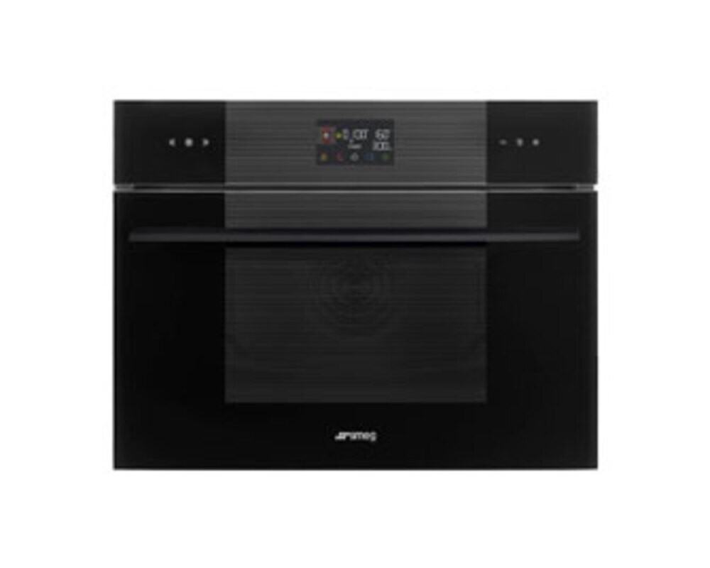 SMEG SO4102M1B3 Компактный многофункциональный духовой шкаф, комбинированный с микроволновой печью, ширина 60 см, высота 45 см, 11 функций, чёрное стекло