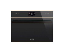 SMEG SO4602M1NR Компактный многофункциональный духовой шкаф, комбинированный с микроволновой печью, ширина 60 см, высота 45 см, 11 функций, чёрное стекло Eclipse, медный профиль