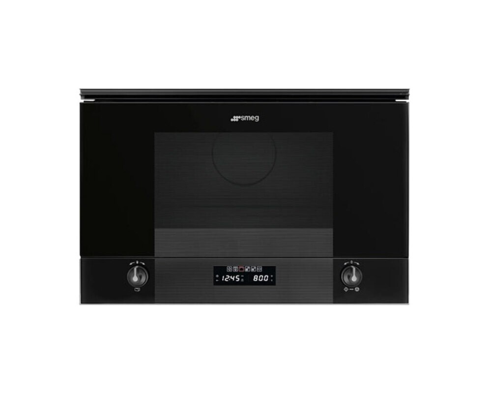 SMEG MP122B3 Встраиваемая микроволновая печь, 60 см, высота 38 см, 6 функций, чёрное стекло