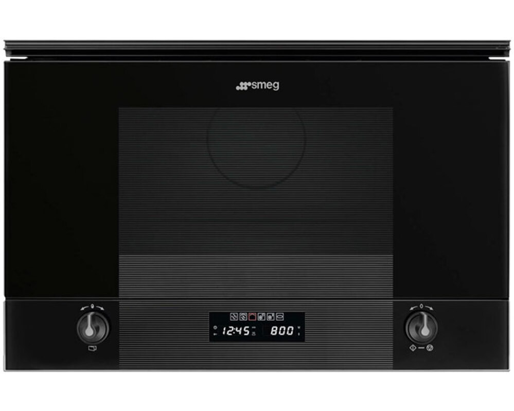 SMEG MP122B3 Встраиваемая микроволновая печь, 60 см, высота 38 см, 6 функций, чёрное стекло