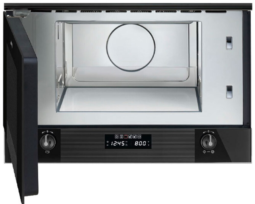SMEG MP122B3 Встраиваемая микроволновая печь, 60 см, высота 38 см, 6 функций, чёрное стекло