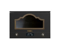 SMEG MP722AO Встраиваемая микроволновая печь, 60 см, высота 38 см, цвет антрацит, фурнитура латунная