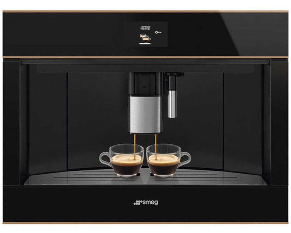 SMEG CMS4604NRRU Автоматическая кофемашина, 60 см, высота 45 см, черное стекло Eclipse, медный профиль