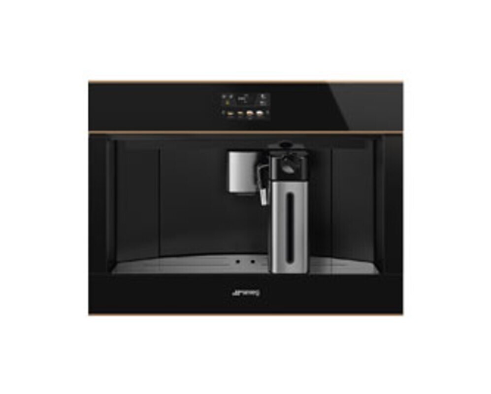SMEG CMS4604NRRU Автоматическая кофемашина, 60 см, высота 45 см, черное стекло Eclipse, медный профиль